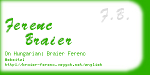 ferenc braier business card